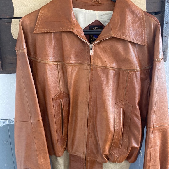 Vintage worldwide leather bomber jacket - Picture 1 of 2